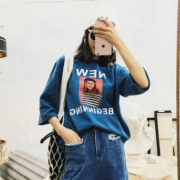 2018春季韩版宽松t恤女 新款女装时尚棉休闲短袖上衣 女式套头T恤