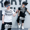 童装男童套装2018新款儿童夏装中大童闪电短袖上衣两件套运动服潮