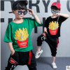 男童夏装2018新款短袖童装儿童韩版薯条印花两件套男孩衣服4-15岁