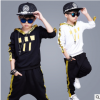 韩版童装男童秋装套装2018新款中大童男孩连帽织带两件套厂家直销