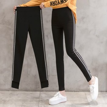 2018秋装新款韩版修身后口袋高腰小脚大码女装外穿弹力打底裤学生图1