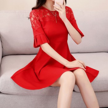 加肥加大码结婚礼服200斤胖mm显瘦七分袖红色回门新娘孕妇连衣裙图1