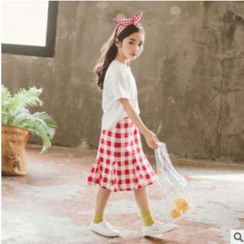 2018新款童装韩版女童套装 夏季吊带半身裙裤儿童两件套一件代发图1