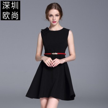 淘宝商城女装2018夏季新款明星同款小香风时尚手工蝴蝶无袖连衣裙