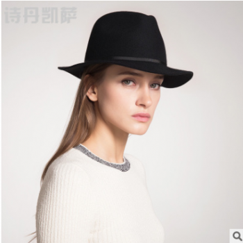 帽子女士秋冬季新品羊毛帽中性复古爵士帽潮流毛呢帽礼帽批发图1