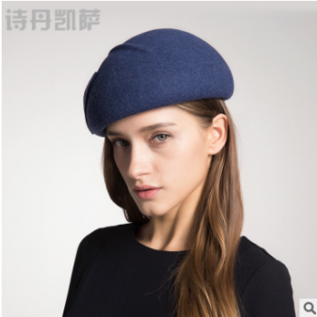 贝雷帽女欧美复古羊毛呢帽秋冬季空姐礼帽子女士 优质羊毛批发图1