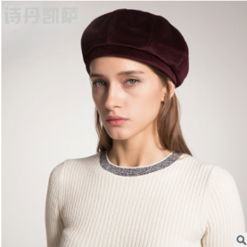 帽子女秋冬贝雷帽新品毛呢帽韩版时尚子潮流百搭帽子女图1