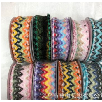 织带厂家批发布料切割带 双色拷边新款服装辅料 diy小香风花边图1