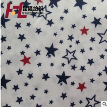 全棉印花弹力斜纹 活性印花布 男女装星星图案 几何图案布料图1