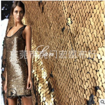 爆款批发 可定制双面亮片 婚纱礼服绣花布 网布绣花箱包面料图1