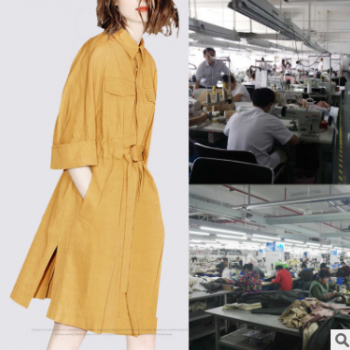 服装加工定制 时尚开叉水洗棉连衣裙 来样 来图 贴牌定做