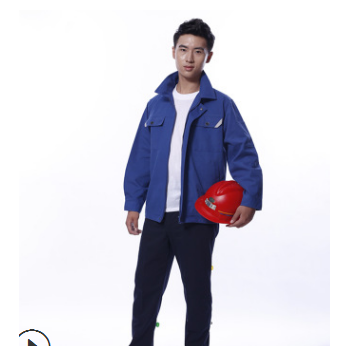 厂家定制翻领防静电工作服批发涤棉纱卡春秋长袖耐磨劳保工作服图1