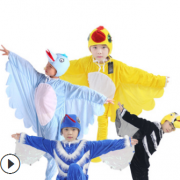 新款促销学生儿童舞台动物演出服黄鹂蓝翎鸟啄木鸟成人亲子表演服
