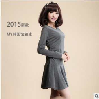 大摆连衣裙秋装长袖显瘦时尚打底衫大码女装长袖长款秋冬新款图1