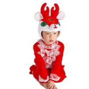 驯鹿亲子礼物小红鹿麋鹿圣诞节儿童动物表演服装演出服卡通
