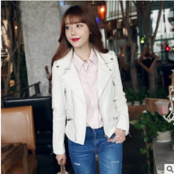 18年春季baby同款白色小皮衣春秋女短款夹克修身绵羊皮女士外套图1