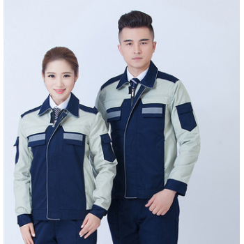 2017年春秋新款长袖定制工厂服装长袖劳保汽修服车间工服厂家批发图1