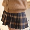 学院风2018秋冬新款毛呢格子百褶半身裙松紧高腰显瘦短裙学生裙