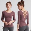 秋冬新韩版瑜伽服上衣女xexymix美背普拉提八分袖运动舞蹈训练服