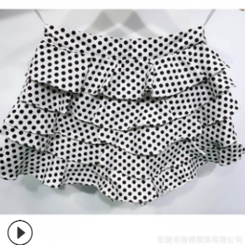 虎门淘工厂来图来样贴牌加工定制2019新款复合全棉波点荷叶边短裤