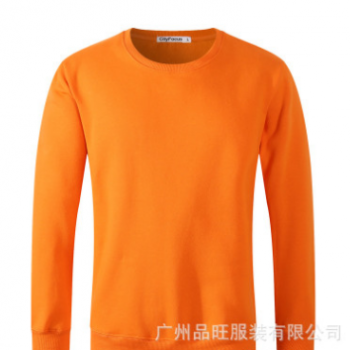 2017新款长袖秋款卫衣加绒衫批发纯色橙色无图卫衣批发hoodies