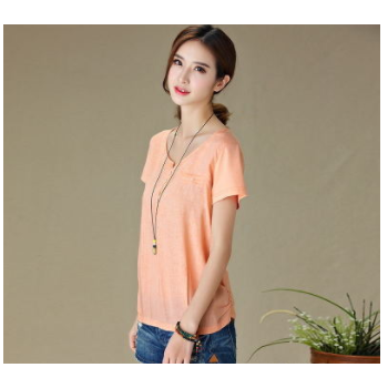 夏季新款韩版女装宽松时尚纯色t恤大码短袖上衣女式半袖体恤衫