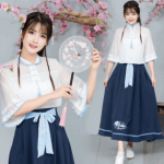 实拍古风汉元素服饰改良汉服如意绣花长款半身裙套装动漫软妹套装