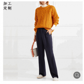 【针织】 厂家直销定制 2018新款秋冬毛织女套头衫毛衫上衣高端针织衫加工图1