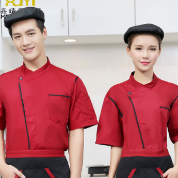 厨师服短袖夏季酒店饭店厨师制服 餐厅蛋糕房烘焙厨房厨师工作服图1