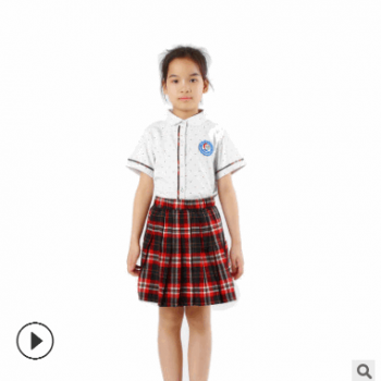 儿童演出服夏季 衬衫半身裙两件套舞台节目表演班服情侣套装批发图1