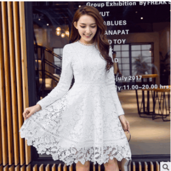 批发2018春装新品加肥加大码女装胖MM修身显瘦蕾丝连衣裙批发代理图1