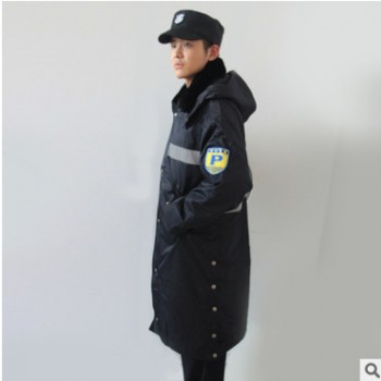 多功能保安加长加厚棉大衣男可拆衣帽 防寒服冬季劳保服装