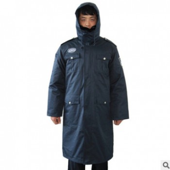 冬季保安棉衣过膝加长棉服棉袄 加厚物业防寒外套多功能工装制服