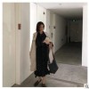 chic早秋小黑裙波点收腰pp home冷淡风初恋裙复古长袖连衣裙197