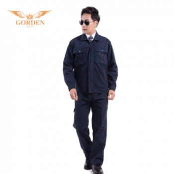 哥登春秋工作服批发长袖磨毛帆布工作服套装车间劳保服工装定制