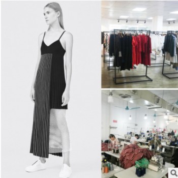 广州淘工厂一线品牌做工女式连衣裙半身裙来图来样贴牌加工