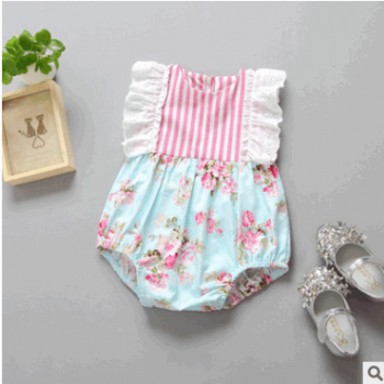 一件代发ins爆款童装 婴童服装女宝宝连体衣女童全棉碎花爬服K45