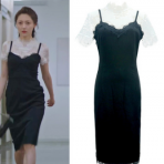 逆流而上的你马丽高蜜黄梦莹同款衣服两件套蕾丝黑色吊带连衣裙女