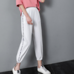 纯色ins束脚运动裤女夏装2019新款韩版宽松原宿bf百搭休闲直筒裤