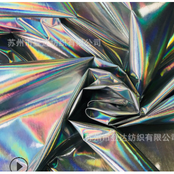 厂家批发镭射烫金 300T春亚纺烫镭射膜 服装箱包镭射 烫金面料