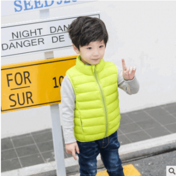 2018秋冬天新款羽绒棉马甲童装轻薄款外穿马夹中小童棉服立领背心图1