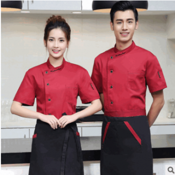 新款厨师服短袖酒店后厨工装西餐厅厨房厨衣男女饭店厨师工作服夏图1