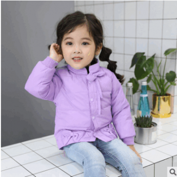 2018新款蝴蝶结儿童羽绒服宝宝中小童皱布女童羽绒内胆童装外套潮图1