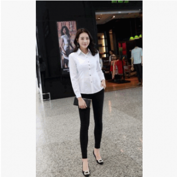 2019春秋新款韩版职业女装大码衬衣女长袖修身显瘦学生打底白衬衫