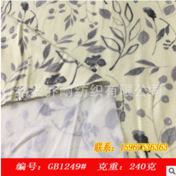竹纤维弹力汗布棉氨纶汗布女装内衣面料印花针织布图1