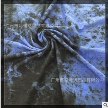 19秋夏纯棉印花针织40支扎染面料1006#全棉拉架布料女装DIY针织布图1
