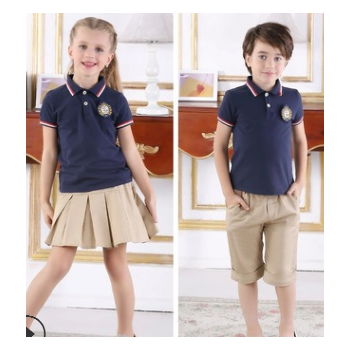 现货批发全棉POLO衫款童装班服校服定制夏季短袖英伦风幼儿园园服图1