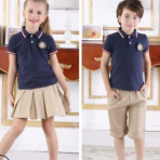 现货批发全棉POLO衫款童装班服校服定制夏季短袖英伦风幼儿园园服