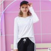 2019女上衣透气竹节棉圆领长袖女 吸湿排汗长袖棉麻T恤衫工厂批发