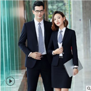 职业装西服套装男女同款长袖西装3件套2018秋冬新款办公室工作服